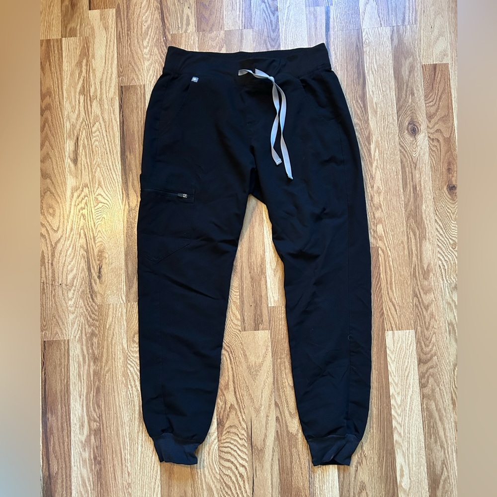 Figs Black Joggers with Gray Drawstring